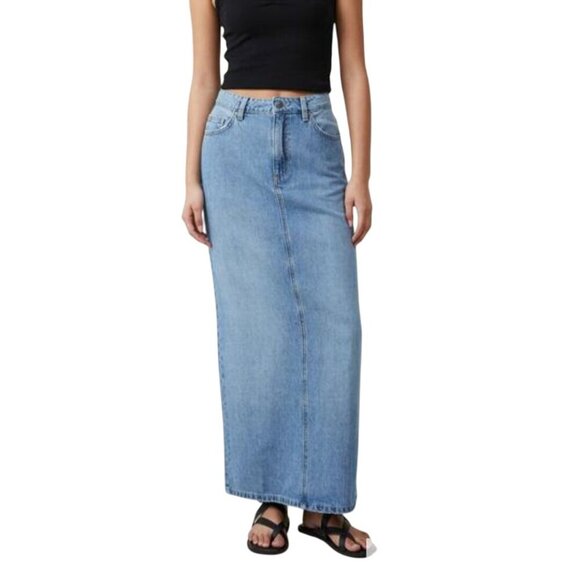 Cotton On NWT Blake Denim Maxi Skirt Trending Classic Closet Staple Size 2 - Picture 5 of 10